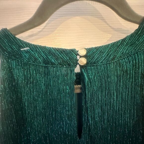 NWT Nine West Shimmering Emerald Green Sleeveless Women's Top Sz L - Picture 3 of 6